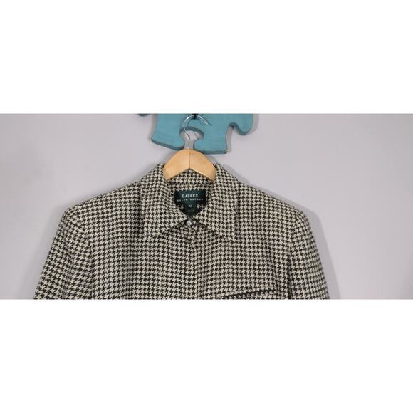 Lauren Ralph Lauren silk & wool herringbone zip up blazer jacket Sz 12 - Picture 5 of 16